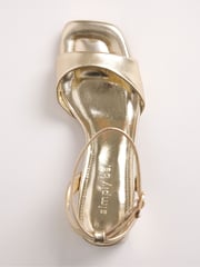 Simply Be Gold Barely There on Low Block Heels in Extra Wide Fit - Image 7 of 7