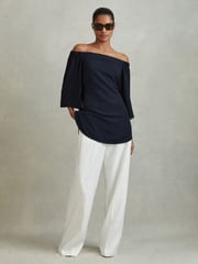 Reiss Navy Alexis Off-The-Shoulder Tunic - Image 1 of 6