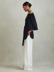 Reiss Navy Alexis Off-The-Shoulder Tunic - Image 4 of 6