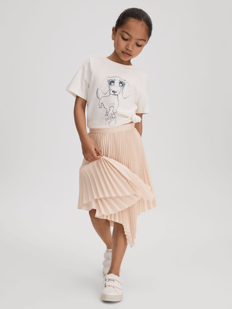 Reiss Pink Azalea 4-9 yrs Pleated Asymmetric Skirt - Image 1 of 4 Reiss Pink Azalea 4-9 yrs Pleated Asymmetric Skirt - Image 1 of 4