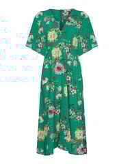 Yumi Green Crane Print Kimono Midi Dress - Image 4 of 4