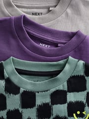 Grey/Black 100% Cotton Long Sleeve T-Shirts 3 Pack (3mths-7yrs) - Image 6 of 6