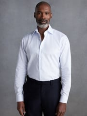 White/Blue Stripe Slim Fit Signature 100% Cotton Single Cuff Shirt With Cutaway Collar - Image 1 of 7