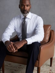 White/Blue Stripe Slim Fit Signature 100% Cotton Single Cuff Shirt With Cutaway Collar - Image 2 of 7