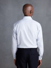 White/Blue Stripe Slim Fit Signature 100% Cotton Single Cuff Shirt With Cutaway Collar - Image 3 of 7