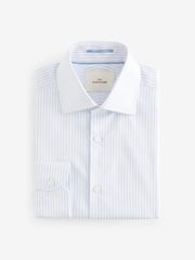 White/Blue Stripe Slim Fit Signature 100% Cotton Single Cuff Shirt With Cutaway Collar - Image 5 of 7