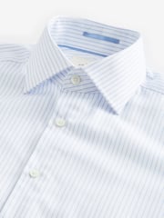 White/Blue Stripe Slim Fit Signature 100% Cotton Single Cuff Shirt With Cutaway Collar - Image 6 of 7
