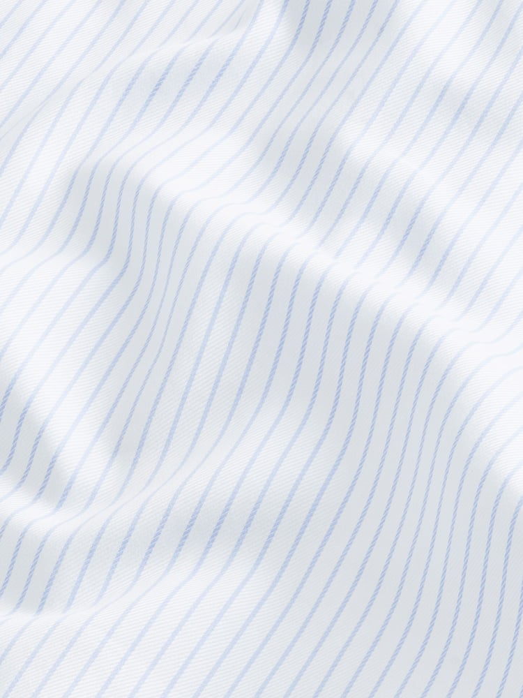 White/Blue Stripe Slim Fit Signature 100% Cotton Single Cuff Shirt With Cutaway Collar - Image 7 of 7
