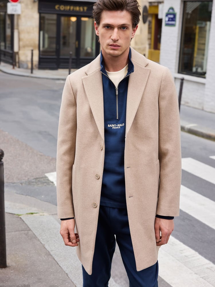 Neutral Brown Epsom Overcoat - Image 1 of 9