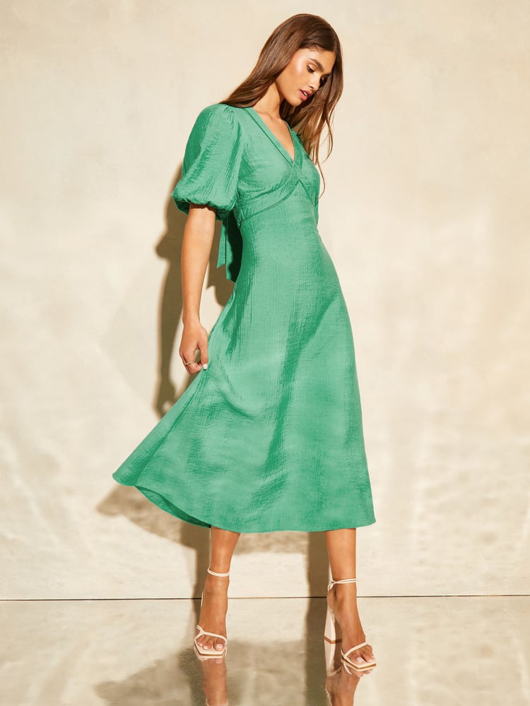 Lipsy Green Puff Sleeve Tie Back Midaxi Dress - Image 4 of 4 Lipsy Green Puff Sleeve Tie Back Midaxi Dress - Image 4 of 4