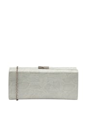 Lotus Silver/ white Clutch Bag with Chain - Image 1 of 4
