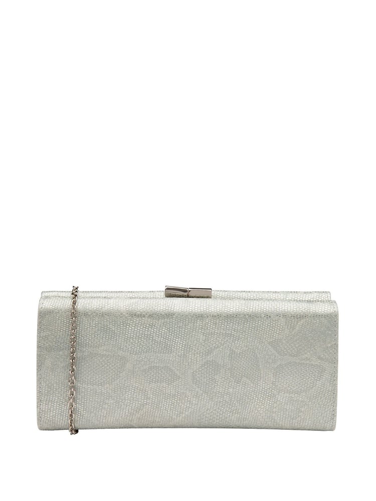 Lotus Silver/ white Clutch Bag with Chain - Image 1 of 4
