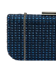 Lotus Blue Dark Clutch Bag with Chain - Image 3 of 4