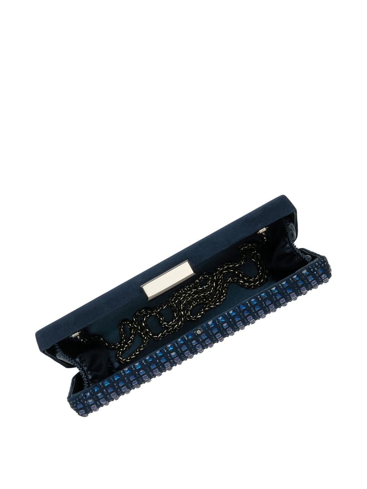 Lotus Blue Dark Clutch Bag with Chain - Image 4 of 4