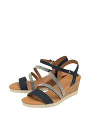 Lotus Blue/Sliver Open-Toe Heeled Sandals - Image 2 of 4