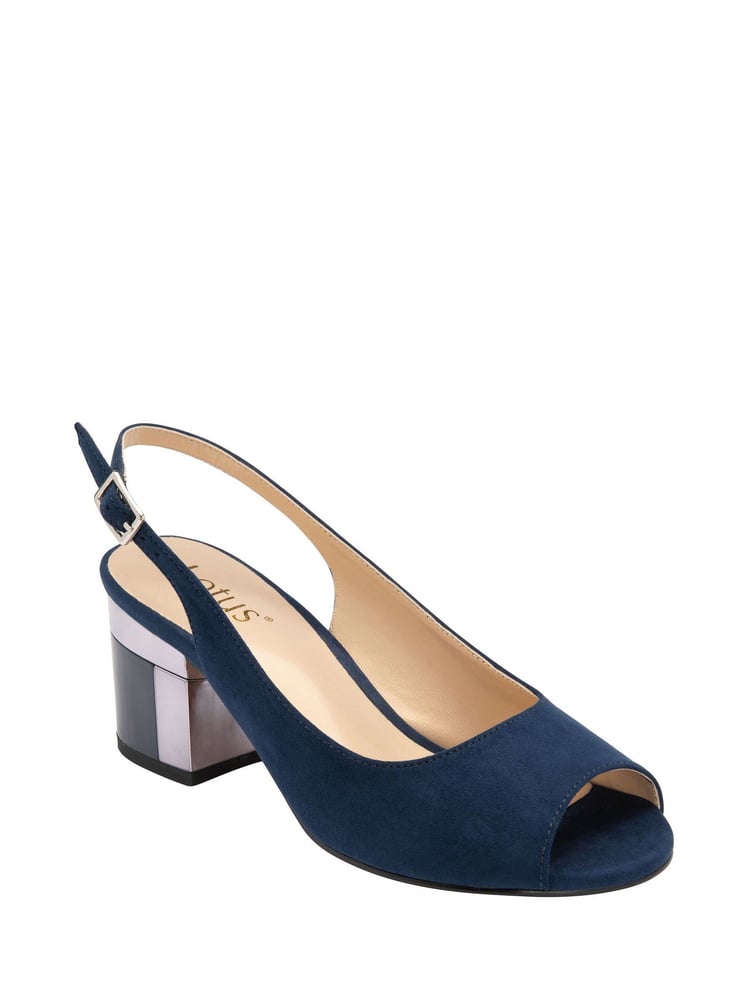 Lotus Blue Slingback Block-Heel Shoes - Image 1 of 4