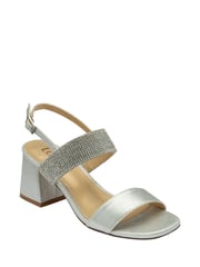 Lotus Silver Open-Toe Block-Heel Sandals - Image 1 of 4