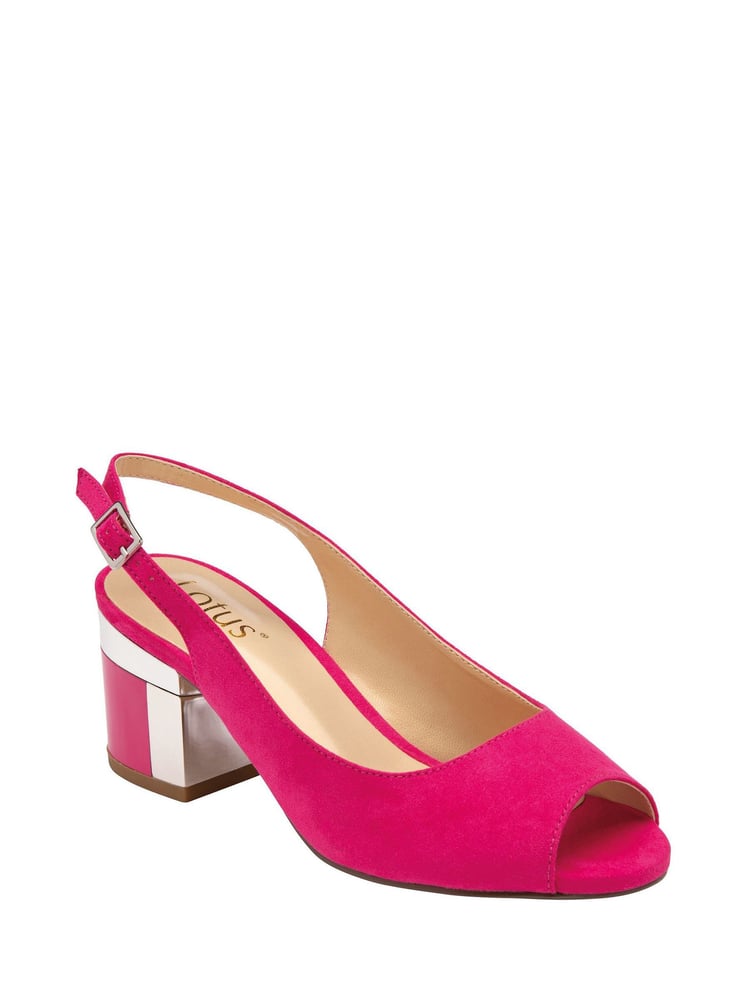 Lotus Pink Slingback Block-Heel Shoes - Image 1 of 4