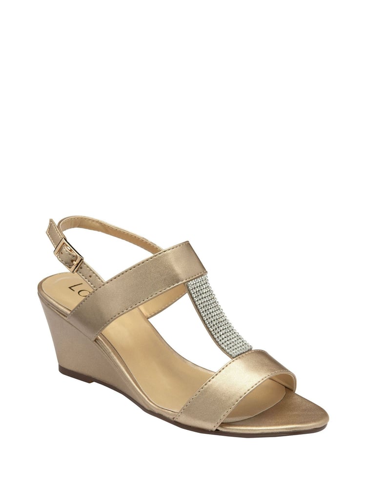 Lotus Gold Slingback Wedge Sandals - Image 1 of 4
