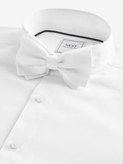 White/White Bow Regular Fit Single Cuff 100% Cotton Shirt And Bow Tie - Image 1 of 8
