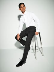 White/White Bow Regular Fit Single Cuff 100% Cotton Shirt And Bow Tie - Image 3 of 8