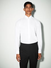 White/White Bow Regular Fit Single Cuff 100% Cotton Shirt And Bow Tie - Image 4 of 8