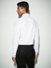 White/White Bow Regular Fit Single Cuff 100% Cotton Shirt And Bow Tie - Image 5 of 8