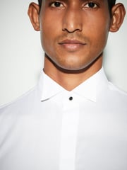 White/White Bow Regular Fit Single Cuff 100% Cotton Shirt And Bow Tie - Image 6 of 8
