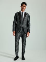 White/Black And Silver Textured Tie Slim Fit 100% Cotton Single Cuff Shirt And Tie Pack - Image 3 of 6