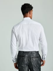 White/Black And Silver Textured Tie Slim Fit 100% Cotton Single Cuff Shirt And Tie Pack - Image 5 of 6