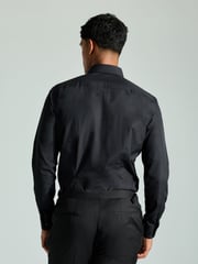 Black Swirl Bow Slim Fit Single Cuff 100% Cotton Shirt And Bow Tie - Image 4 of 7