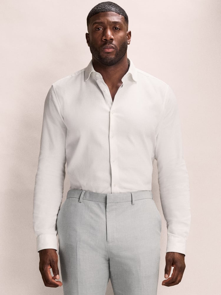 White Muscle Fit Motionflex Textured Shirt - Image 1 of 8