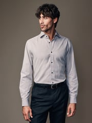 Neutral Brown Texture Regular Fit Shirt And Tie Pack - Image 4 of 10