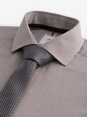 Neutral Brown Texture Regular Fit Shirt And Tie Pack - Image 9 of 10