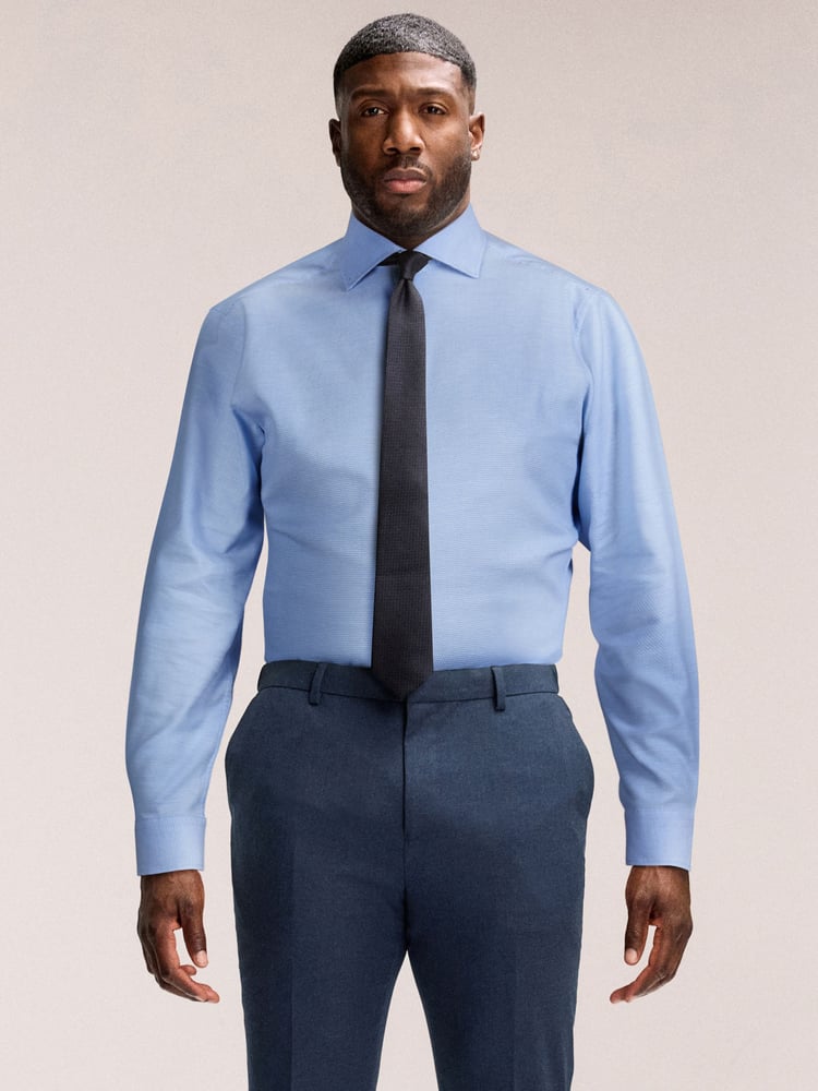 Mid Blue Muscle Fit Motionflex Textured Shirt - Image 1 of 8
