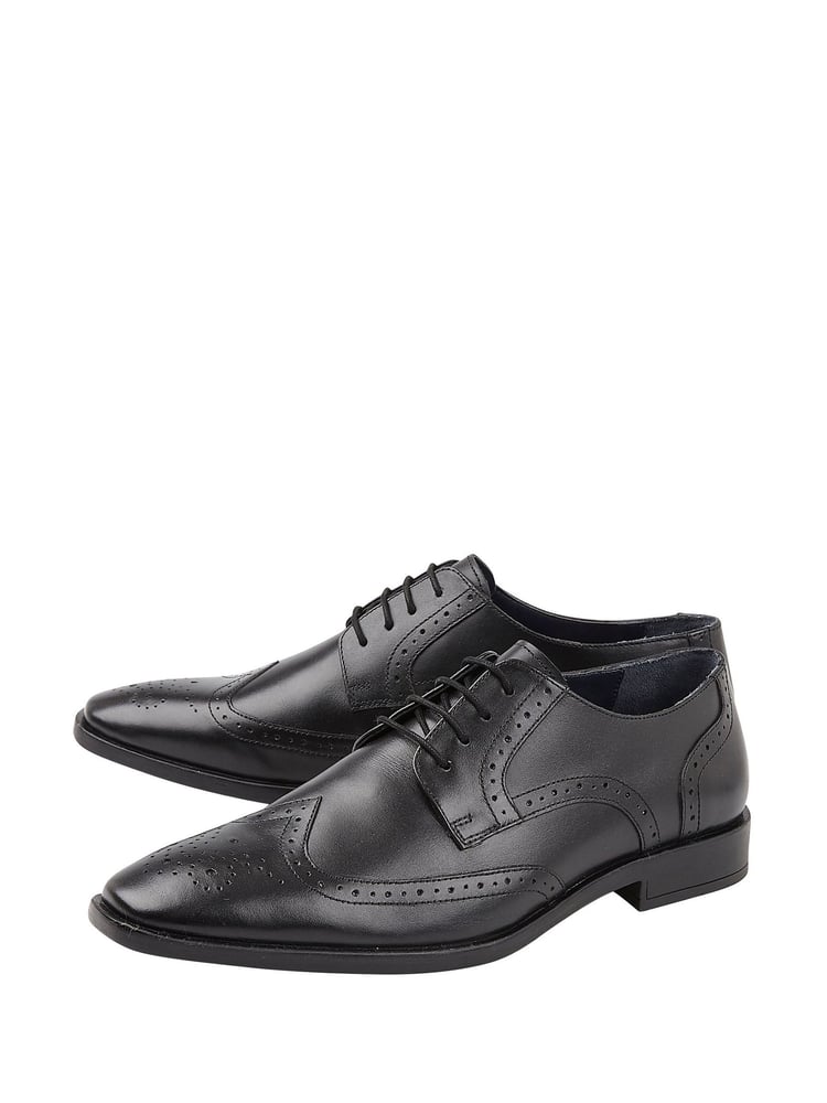 Lotus Charcole Black Leather Lace-Up Brogues - Image 2 of 4