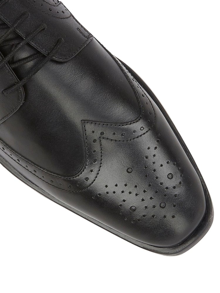 Lotus Charcole Black Leather Lace-Up Brogues - Image 4 of 4