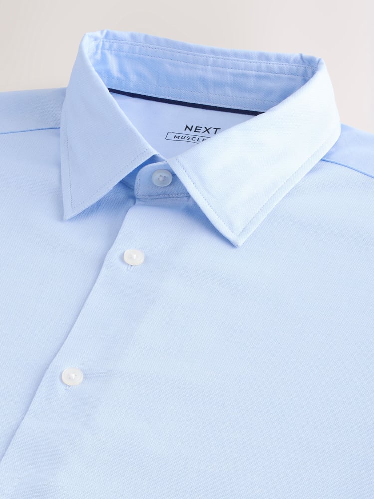 Light Blue Muscle Fit Motionflex Textured Shirt - Image 2 of 3