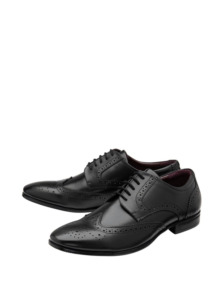 Lotus Jet Black Leather Lace-Up Brogues - Image 2 of 4