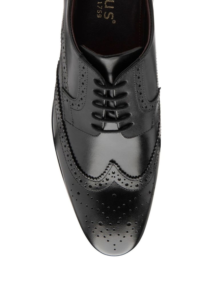 Lotus Jet Black Leather Lace-Up Brogues - Image 4 of 4