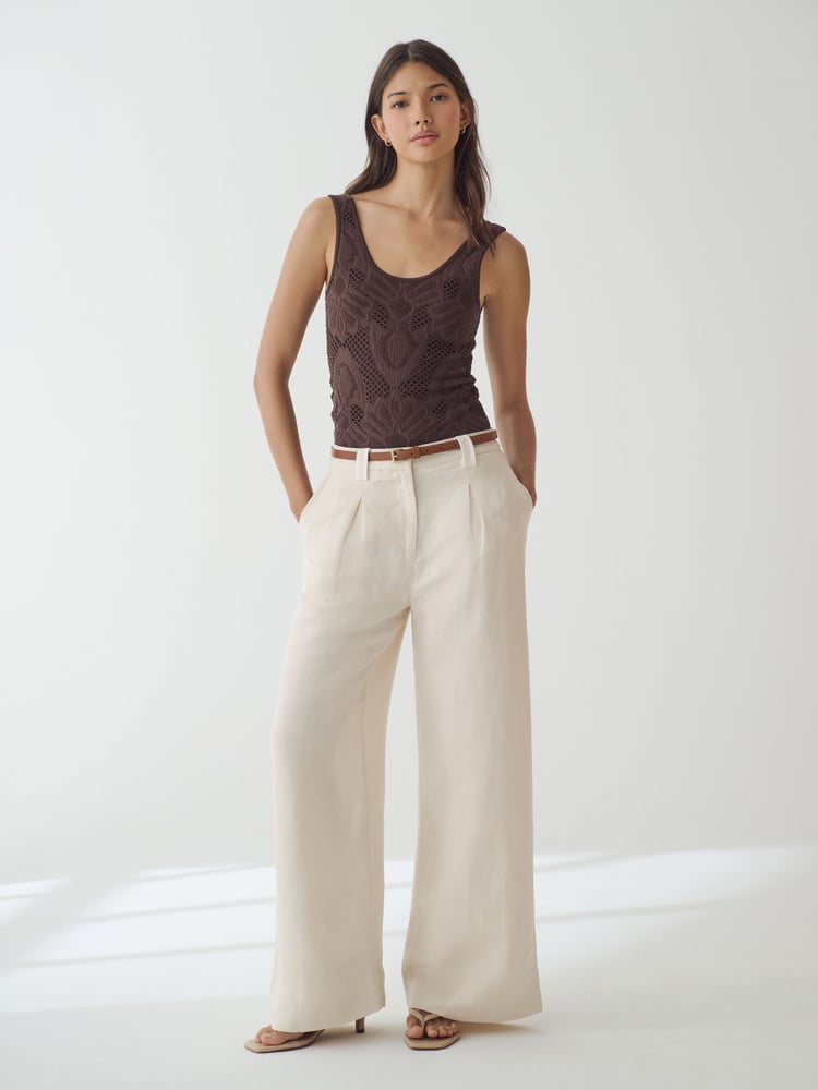 Burgundy Red Scoop Neck Lace Tank - Image 2 of 6