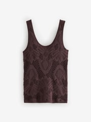 Burgundy Red Scoop Neck Lace Tank - Image 5 of 6