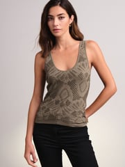 Olive Green Scoop Neck Lace Tank - Image 1 of 6