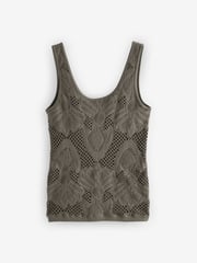 Olive Green Scoop Neck Lace Tank - Image 6 of 6