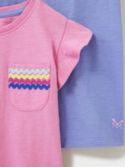 Crew Clothing Pink 100% Cotton Ric-Rac Trim T-Shirts 2 Pack - Image 3 of 5
