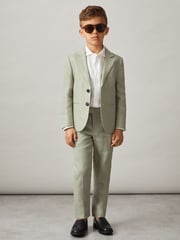 Reiss Apple Kin 9-13 yrs Slim Fit Linen Adjustable Trousers - Image 1 of 4