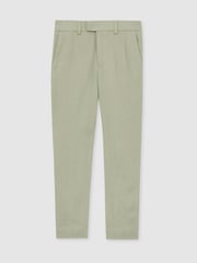 Reiss Apple Kin 9-13 yrs Slim Fit Linen Adjustable Trousers - Image 2 of 4