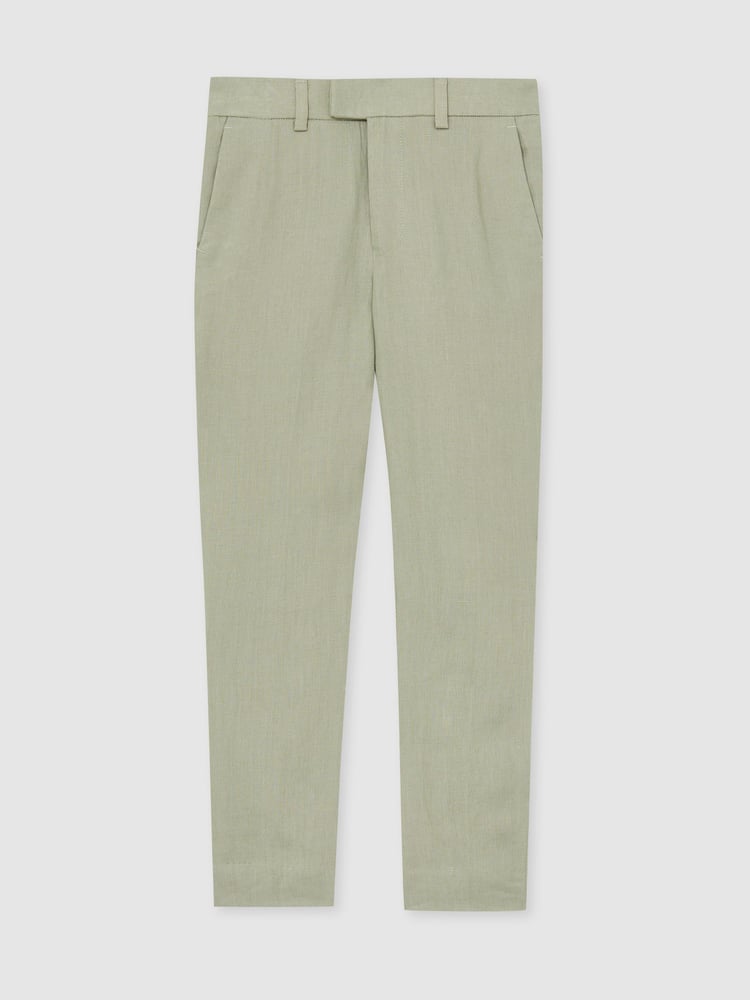 Reiss Apple Kin 9-13 yrs Slim Fit Linen Adjustable Trousers - Image 2 of 4