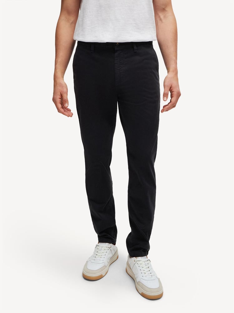 BOSS Black Tapered-Fit Chinos In Stretch-Cotton Satin - Image 1 of 1 BOSS Black Tapered-Fit Chinos In Stretch-Cotton Satin - Image 1 of 1