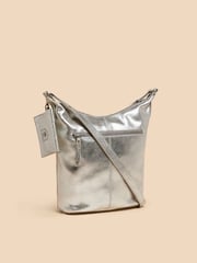 White Stuff Silver Tone Fern Leather Cross-Body Bag - Image 1 of 4